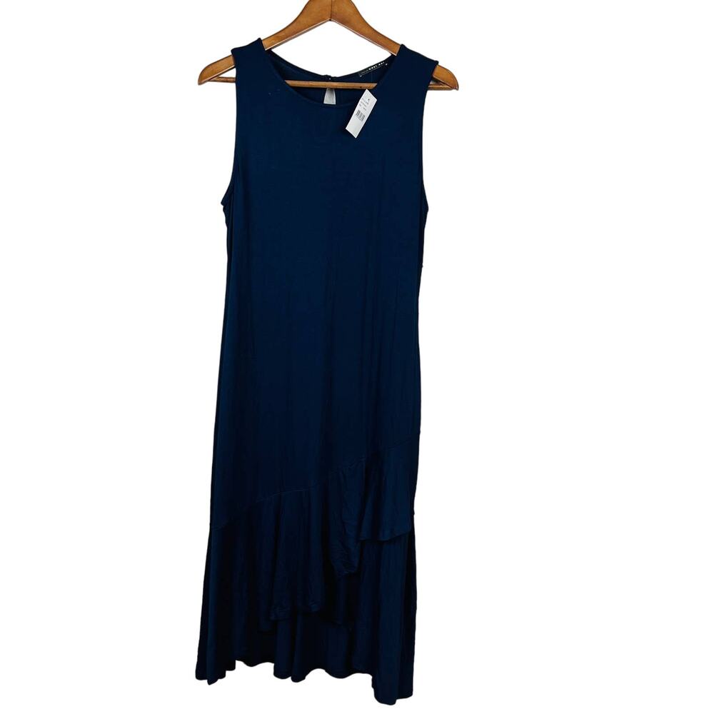 NEW! West Kei Ruffled Maxi Dress Tank Navy - L